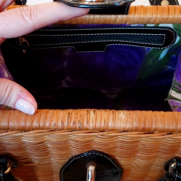 REDUCED! Rare Kate Spade Havana Collection Wicker Patent Leather Avita Satchel - Picture 10 of 15